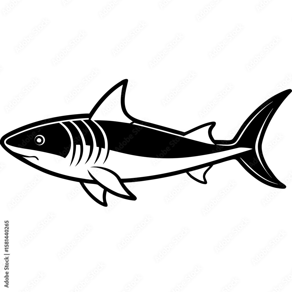Obraz premium Whitetip Shark Silhouette Vector