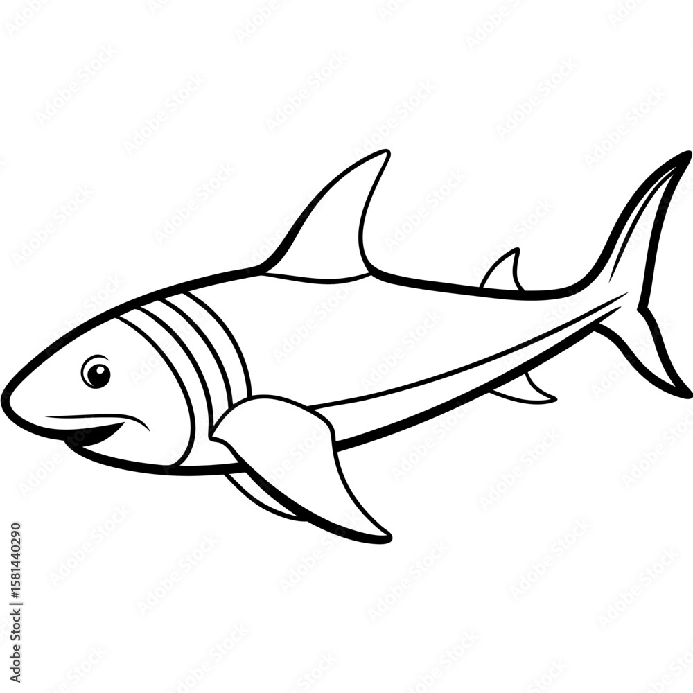Obraz premium Whitetip Shark Silhouette Vector