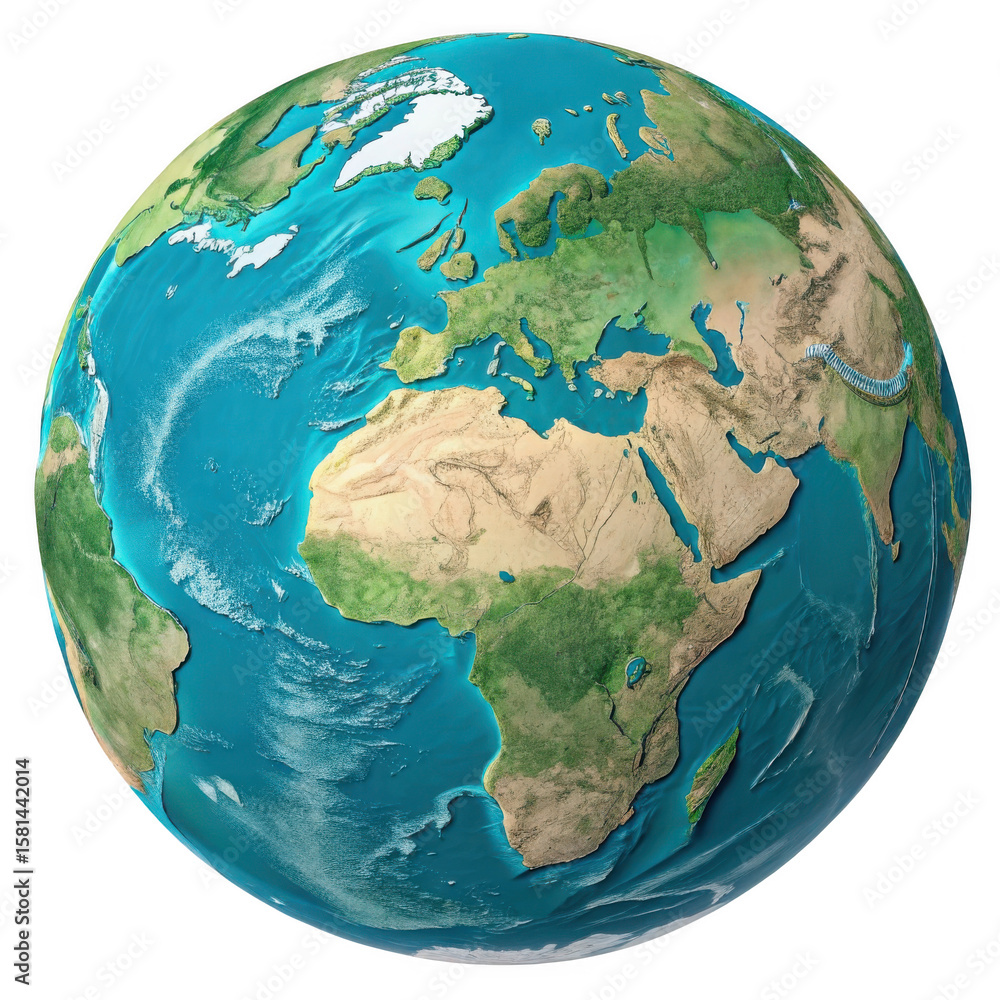 Fototapeta premium Detailed earth view isolated on transparent background