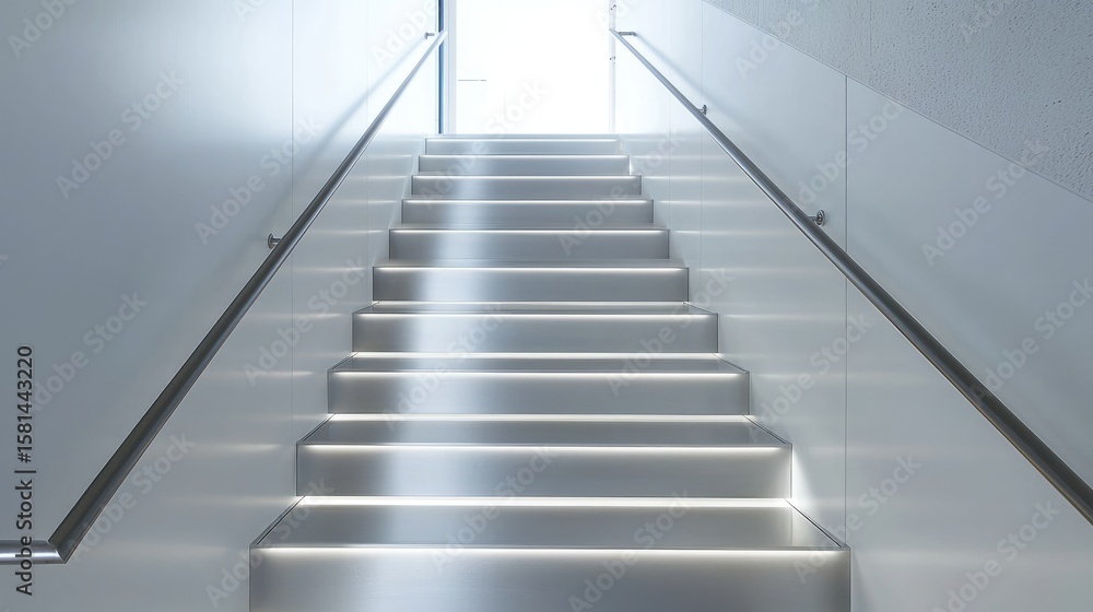 Contemporary Metal Stairway Design with Sleek Finish Contemporary Metal Stairway Design with Sleek Finish