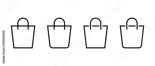 Shopping bag outline icon. Minimal market tote symbol for ecommerce or retail. Editable stroke