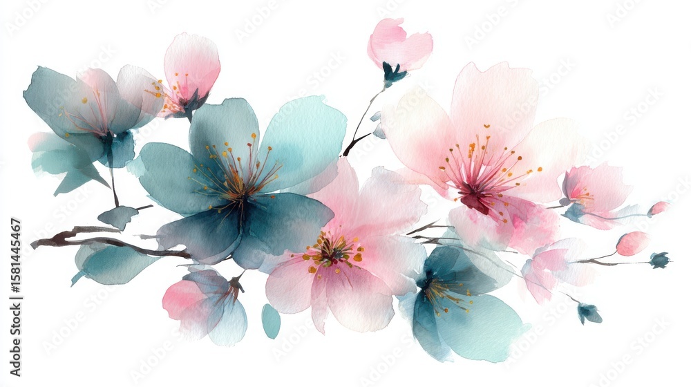 Fototapeta premium cherry blossom on white background
