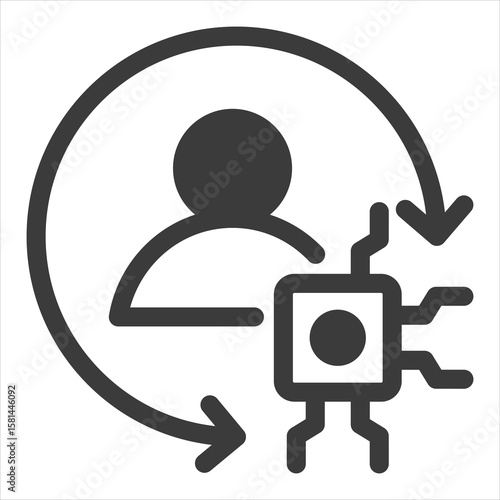 AI Customer Concept Black Icon Vector Illustration