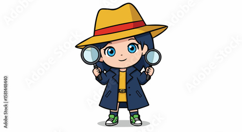 Little Girl Detective with Magnifying Glass

