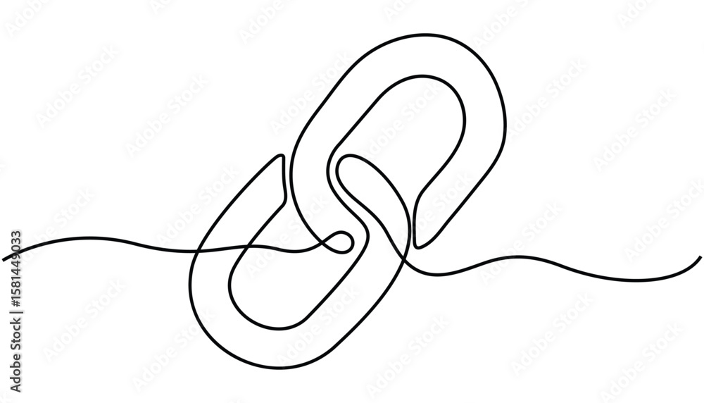 Obraz premium Linear background of chain. One continuous line drawing of a chain. Single continuous line drawing link or hyperlink chain symbol isolated illustration. Single continuous line blockchain Linking sign.