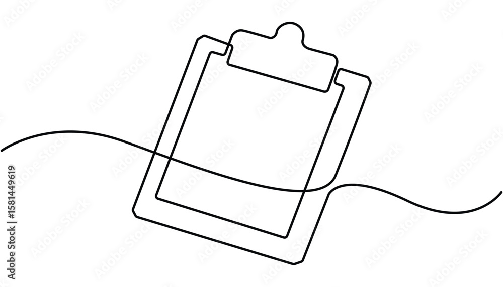Obraz premium Continuous Line Drawing of Survey Icon. Clipboard with checklist icon continuous one line drawing of outline vector illustration. 