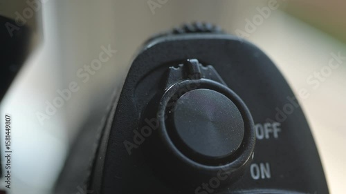 Close up of photo video camera in action