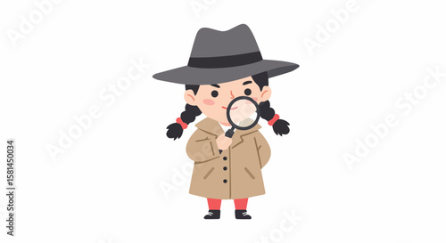 Little Girl Detective with Magnifying Glass

