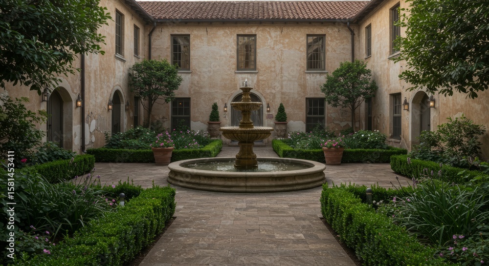Old European palace garden fountain, a historic architectural landmark Old European palace garden fountain, a historic architectural landmark