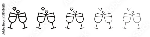 Wine toast icon simple editable stroke series pack. eps10