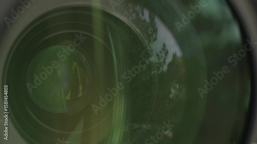 Close up of photo video camera in action