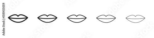 Thin lips icon simple editable stroke series pack. eps10