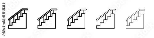 Stairs icon simple editable stroke series pack. eps10