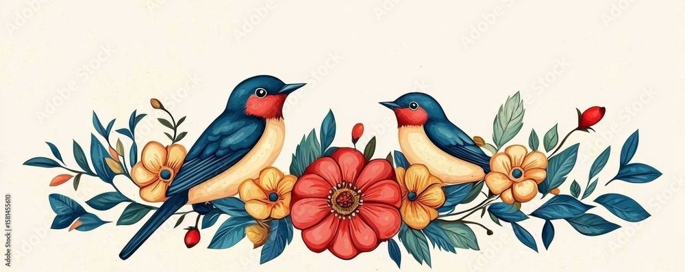 Fototapeta premium Captivating banner blending nature's beauty with whimsical elements.