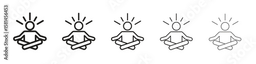 Meditating icon simple editable stroke series pack. eps10
