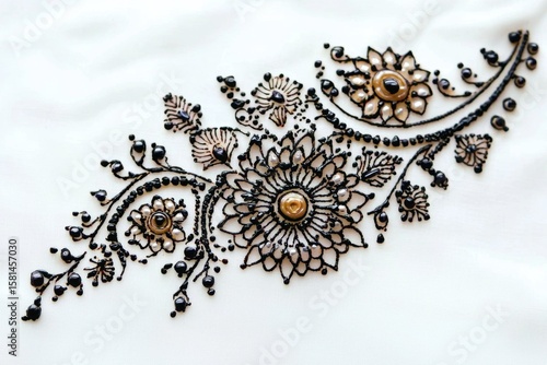 Exquisite floral mehndi design featuring tribal patterns