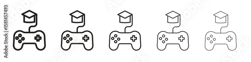 Game based learning icon simple editable stroke series pack. eps10