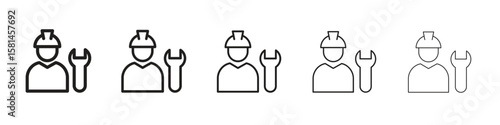 Engineer icon simple editable stroke series pack. eps10