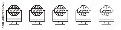 Domain icon simple editable stroke series pack. eps10