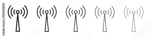 Antenna icon simple editable stroke series pack. eps10