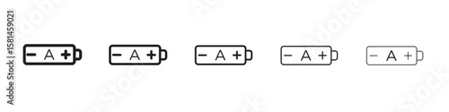 AAA battery icon simple editable stroke series pack. eps10
