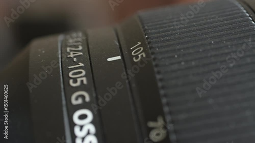Close up of photo video camera in action
