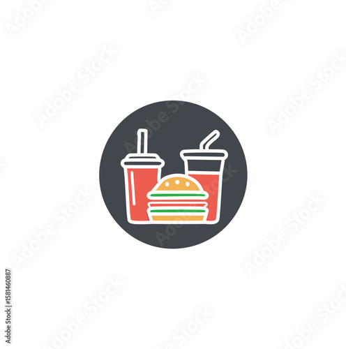Burger and drinks icon hamburger soda