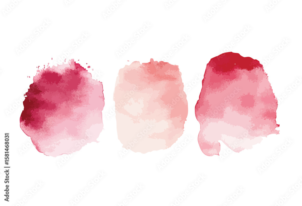 Fototapeta premium Three pink circles are drawn on a white background