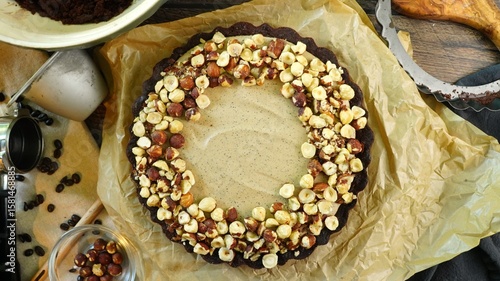 Tableau sur toile A delicious dessert, Coffee Hazelnut Cream Tart