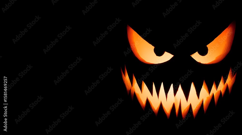 Naklejka premium Scary Monster Face in Black Background