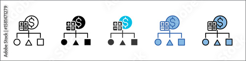 Cost Structure Icon Pack Multistyle Illustration