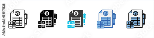 Cost Estimation Icon Pack Multistyle Illustration