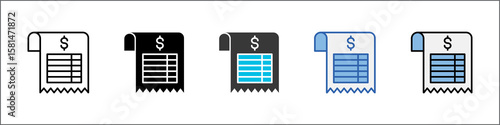 Expense Report Icon Pack Multistyle Illustration