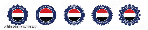 Free Download yemen product label set. yemen flag, premium made in yemen. Labels, seals, stamps, flags, icons - GFXLoad
