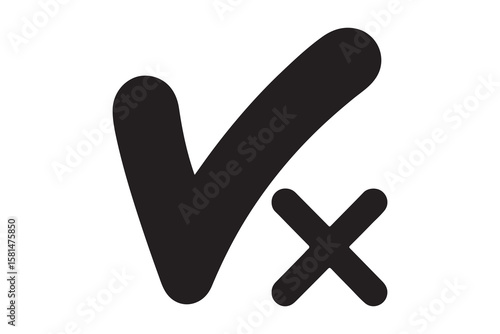 Check mark icons and cross mark icon