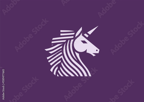 Geometric unicorn logo for fantasy, modern, or magical brand identity.