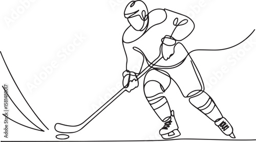 Dynamic Hockey Player Single Line Art Minimalism and Motion Capture in Sports Illustration