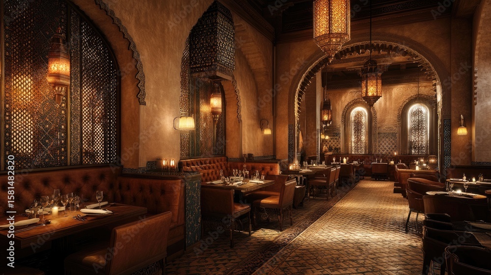 Fototapeta premium Luxurious, ornate restaurant interior