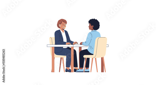 Business Meeting of Two Diverse Individuals in Formal Attire.