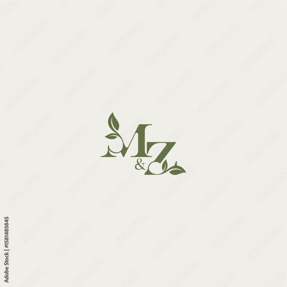 bold initial concept luxury wedding monogram design MZ organic leaf logo letter bold initial concept luxury wedding monogram design MZ organic leaf logo letter
