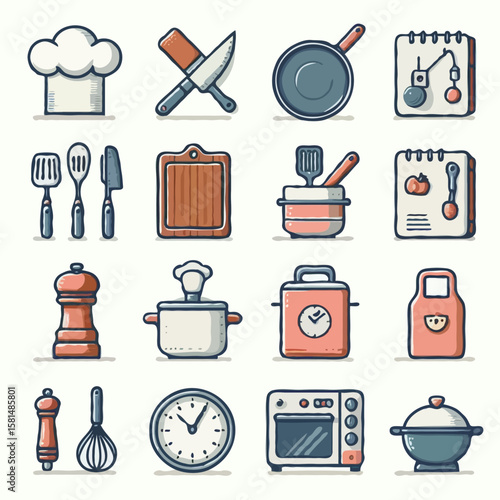 vector icons representing a chef theme