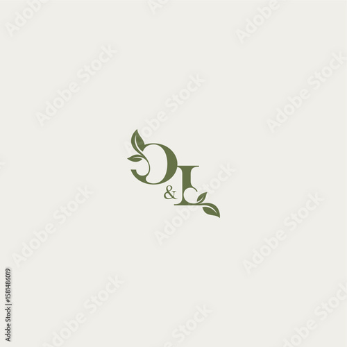 bold initial concept luxury wedding monogram design OI organic leaf logo letter