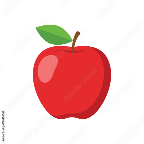 A vibrant red apple with a fresh green leaf, isolated on white background, evokes the essence of healthy eating and natural sweetness