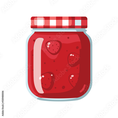 A jar of homemade strawberry jam isolated on white background, a sweet and delicious fruit preserve