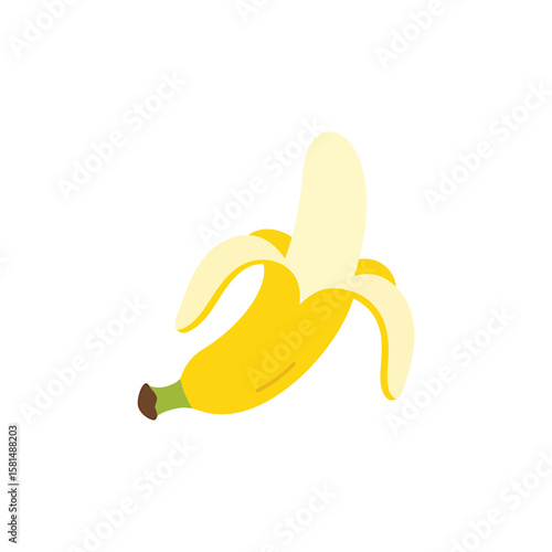 A peeled banana, revealing the fruit inside, is isolated on white background