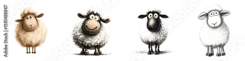 Cartoon Sheep Collection - Cute Animal Illustrations