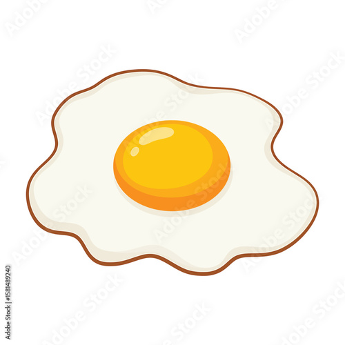 A sunnyside up fried egg with a bright yellow yolk isolated on white background