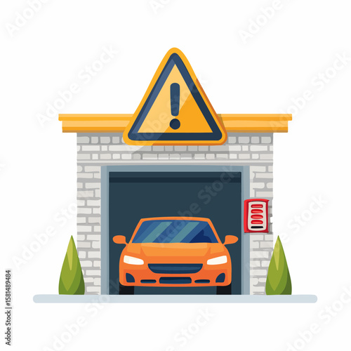 車両出入口注意の警告アイコンベクター