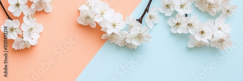 Wallpaper Mural Delicate spring blossoms on a pastel backdrop Torontodigital.ca