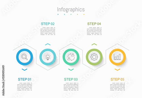Infographic 5 options design elements for your business data. Vector Illustration.